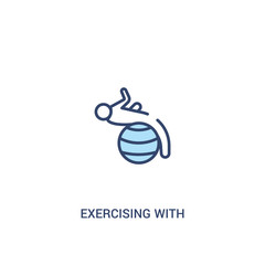 exercising with gymnastic ball concept 2 colored icon. simple line element illustration. outline blue exercising with gymnastic ball symbol. can be used for web and mobile ui/ux.