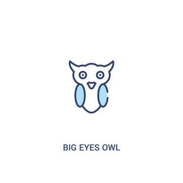 big eyes owl concept 2 colored icon. simple line element illustration. outline blue big eyes owl symbol. can be used for web and mobile ui/ux.