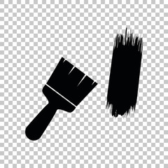 Paint brush sign. Black icon on transparent background. Illustration.