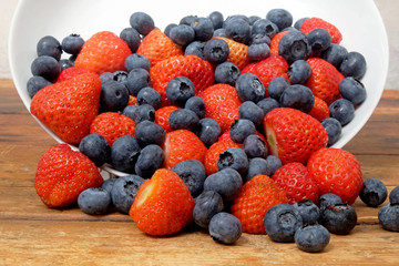 strawberries and blueberries mixed together