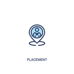 placement concept 2 colored icon. simple line element illustration. outline blue placement symbol. can be used for web and mobile ui/ux.