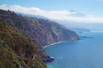 Beatiful view of the mountains and the sea in the Canary Islands