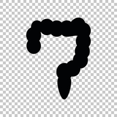 Intestines sign. Black icon on transparent background. Illustration.