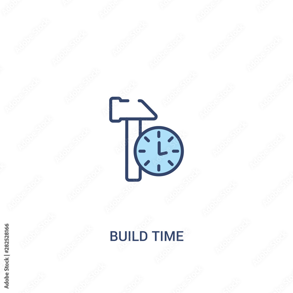 Poster build time concept 2 colored icon. simple line element illustration. outline blue build time symbol.