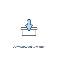Fototapeta premium download arrow with bar concept 2 colored icon. simple line element illustration. outline blue download arrow with bar symbol. can be used for web and mobile ui/ux.