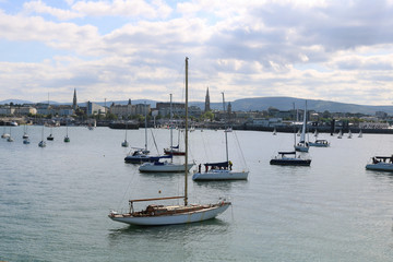 Fototapeta na wymiar Sailing yachts during regatta. Dun Laoghaire. Ireland.