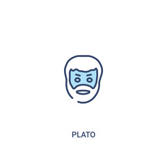 plato concept 2 colored icon. simple line element illustration. outline blue plato symbol. can be used for web and mobile ui/ux.