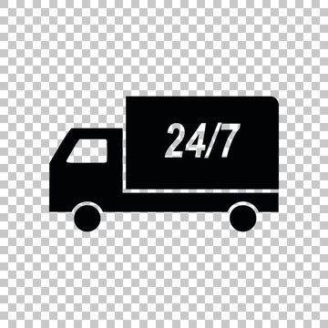 Home delivery sign. Black icon on transparent background. Illustration.