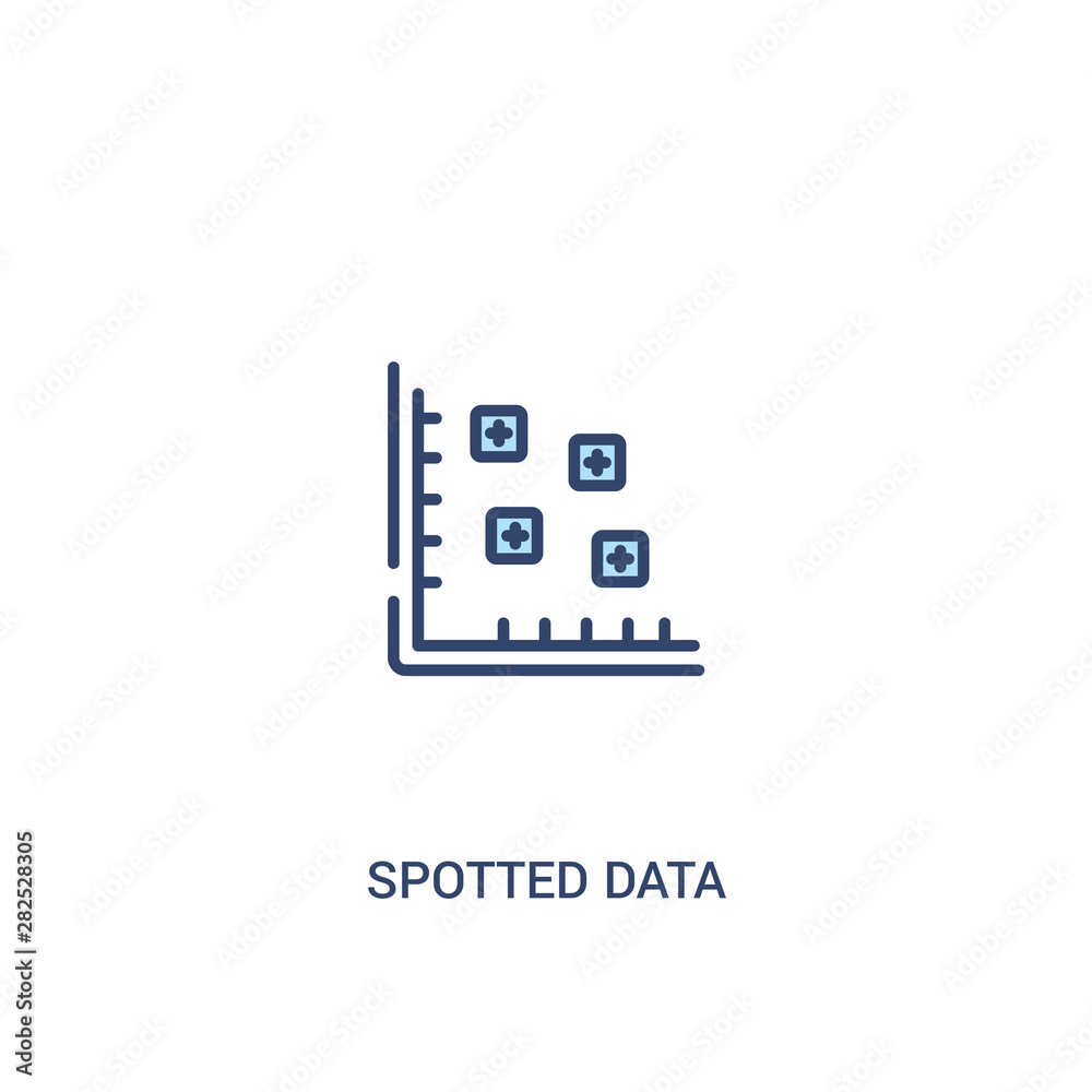 Poster spotted data concept 2 colored icon. simple line element illustration. outline blue spotted data sym