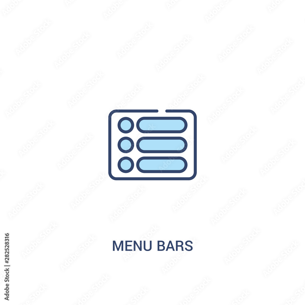 Poster menu bars concept 2 colored icon. simple line element illustration. outline blue menu bars symbol. c