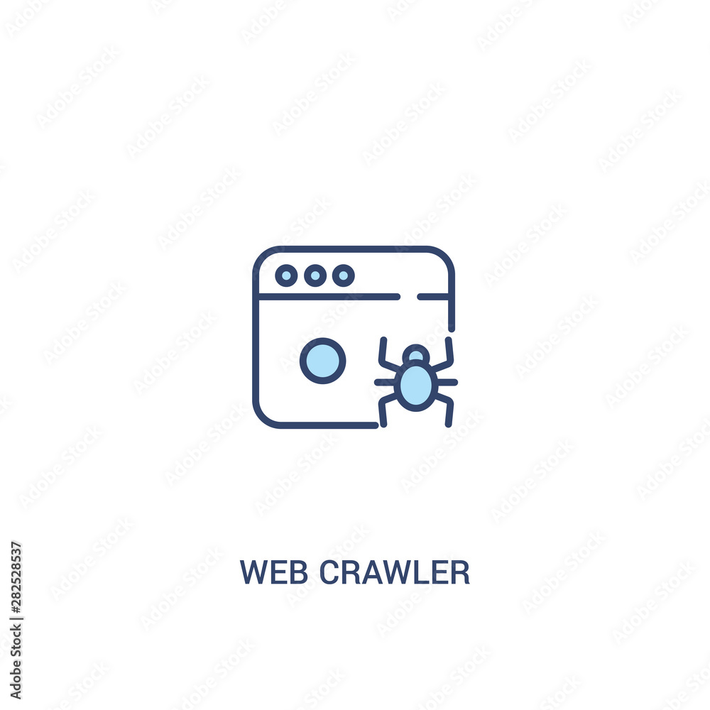 Poster web crawler concept 2 colored icon. simple line element illustration. outline blue web crawler symbo