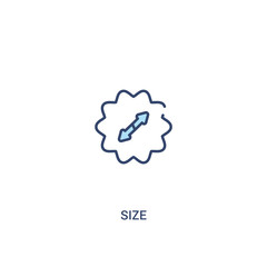 size concept 2 colored icon. simple line element illustration. outline blue size symbol. can be used for web and mobile ui/ux.
