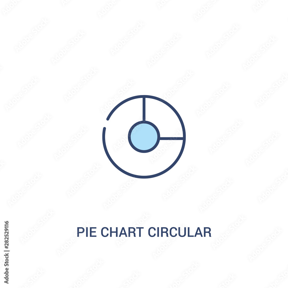 Poster pie chart circular interface concept 2 colored icon. simple line element illustration. outline blue 