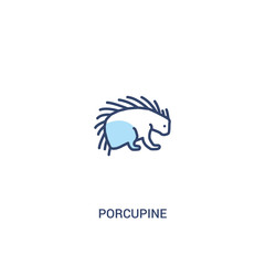 Fototapeta premium porcupine concept 2 colored icon. simple line element illustration. outline blue porcupine symbol. can be used for web and mobile ui/ux.