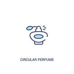 circular perfume bottle concept 2 colored icon. simple line element illustration. outline blue circular perfume bottle symbol. can be used for web and mobile ui/ux.