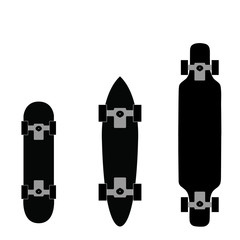 Vector flat black and colourful skateboard and longboard icon set collection good for background,logo. isolated on white background