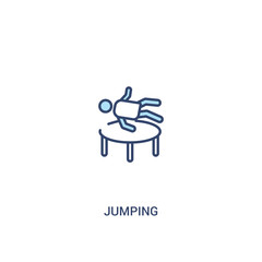 jumping concept 2 colored icon. simple line element illustration. outline blue jumping symbol. can be used for web and mobile ui/ux.
