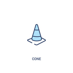 cone concept 2 colored icon. simple line element illustration. outline blue cone symbol. can be used for web and mobile ui/ux.