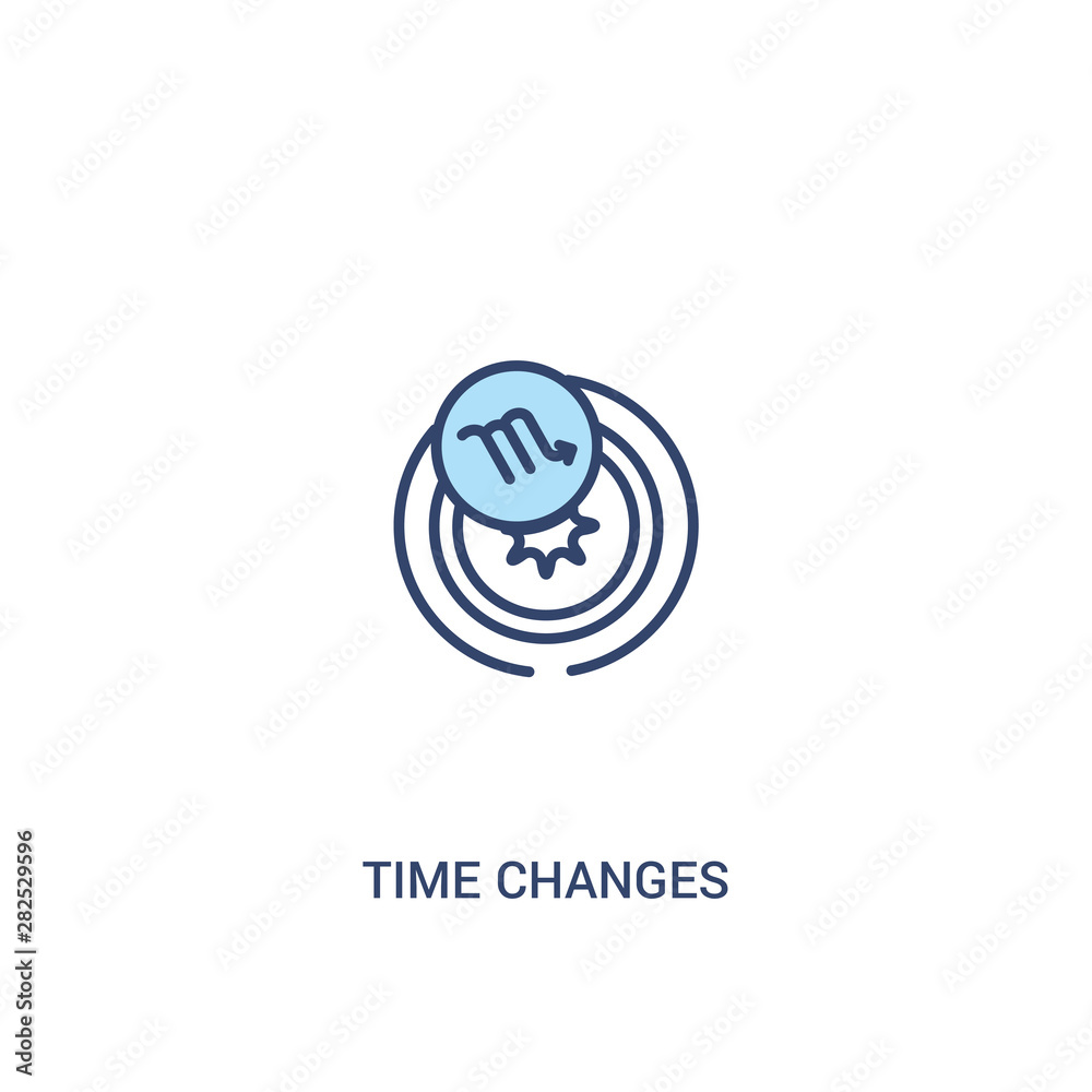 Poster time changes concept 2 colored icon. simple line element illustration. outline blue time changes sym