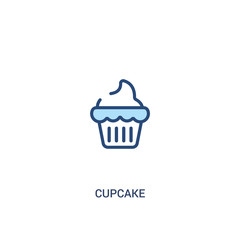cupcake concept 2 colored icon. simple line element illustration. outline blue cupcake symbol. can be used for web and mobile ui/ux.
