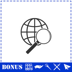 Analyzing world icon flat