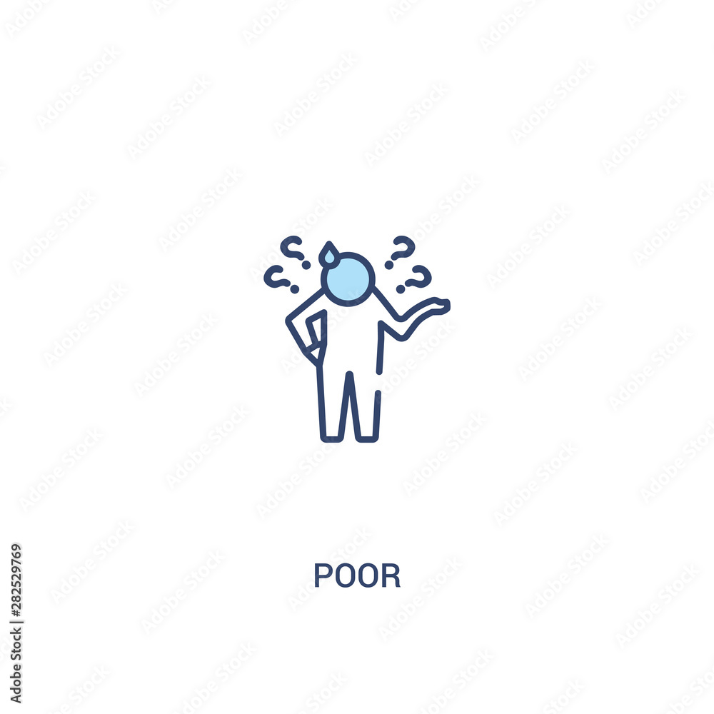 Poster poor concept 2 colored icon. simple line element illustration. outline blue poor symbol. can be used