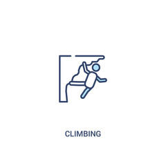 climbing concept 2 colored icon. simple line element illustration. outline blue climbing symbol. can be used for web and mobile ui/ux.