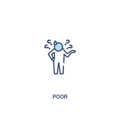 poor concept 2 colored icon. simple line element illustration. outline blue poor symbol. can be used for web and mobile ui/ux.