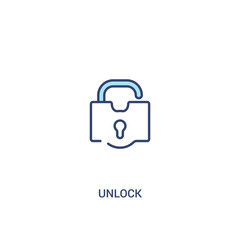 unlock concept 2 colored icon. simple line element illustration. outline blue unlock symbol. can be used for web and mobile ui/ux.