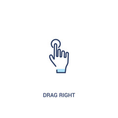 Obraz premium drag right concept 2 colored icon. simple line element illustration. outline blue drag right symbol. can be used for web and mobile ui/ux.
