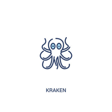 kraken concept 2 colored icon. simple line element illustration. outline blue kraken symbol. can be used for web and mobile ui/ux.