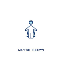 man with crown concept 2 colored icon. simple line element illustration. outline blue man with crown symbol. can be used for web and mobile ui/ux.