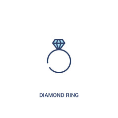 diamond ring concept 2 colored icon. simple line element illustration. outline blue diamond ring symbol. can be used for web and mobile ui/ux.