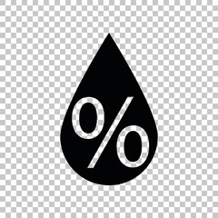 Thin line percent down sign. Black icon on transparent background. Illustration.