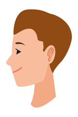 Young man face head profile cartoon
