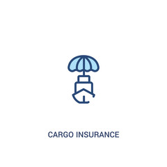 cargo insurance concept 2 colored icon. simple line element illustration. outline blue cargo insurance symbol. can be used for web and mobile ui/ux.