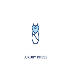 luxury dress concept 2 colored icon. simple line element illustration. outline blue luxury dress symbol. can be used for web and mobile ui/ux.