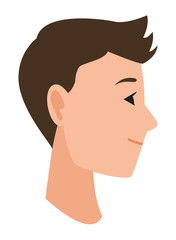 Young man face head profile cartoon