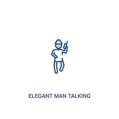 elegant man talking through phone concept 2 colored icon. simple line element illustration. outline blue elegant man talking through phone symbol. can be used for web and mobile ui/ux.
