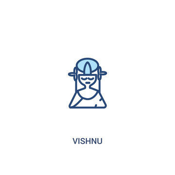 Vishnu Concept 2 Colored Icon. Simple Line Element Illustration. Outline Blue Vishnu Symbol. Can Be Used For Web And Mobile Ui/ux.