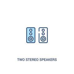 two stereo speakers concept 2 colored icon. simple line element illustration. outline blue two stereo speakers symbol. can be used for web and mobile ui/ux.