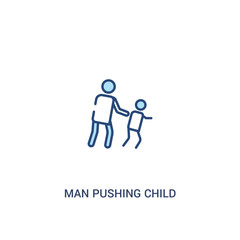 Fototapeta premium man pushing child concept 2 colored icon. simple line element illustration. outline blue man pushing child symbol. can be used for web and mobile ui/ux.