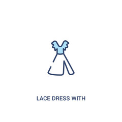 lace dress with belt concept 2 colored icon. simple line element illustration. outline blue lace dress with belt symbol. can be used for web and mobile ui/ux.