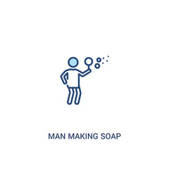 man making soap bubbles concept 2 colored icon. simple line element illustration. outline blue man making soap bubbles symbol. can be used for web and mobile ui/ux.