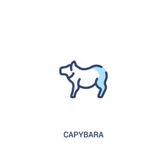 Fototapeta premium capybara concept 2 colored icon. simple line element illustration. outline blue capybara symbol. can be used for web and mobile ui/ux.
