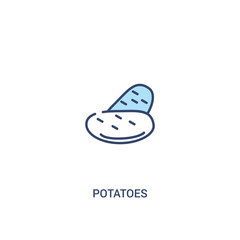potatoes concept 2 colored icon. simple line element illustration. outline blue potatoes symbol. can be used for web and mobile ui/ux.