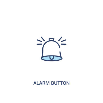 alarm button concept 2 colored icon. simple line element illustration. outline blue alarm button symbol. can be used for web and mobile ui/ux.