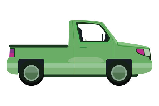 Pick up truck vehicle sideview cartoon