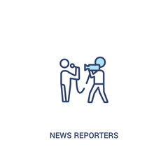 news reporters concept 2 colored icon. simple line element illustration. outline blue news reporters symbol. can be used for web and mobile ui/ux.