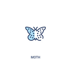 moth concept 2 colored icon. simple line element illustration. outline blue moth symbol. can be used for web and mobile ui/ux.